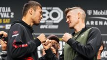Дуэль взглядов Шавката Рахмонова и Стивена Томпсона перед боем UFC 296 (видео)
